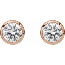 Load image into Gallery viewer, 14K Rose 1 CTW Lab-Grown Diamond Tapered Bezel-Set Stud Earrings
