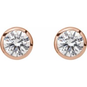 14K Rose 1 CTW Lab-Grown Diamond Tapered Bezel-Set Stud Earrings