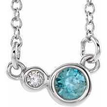 Charger l&#39;image dans la galerie, Sterling Silver Blue Zircon &amp; .02 CTW Diamond 18&quot; Necklace
