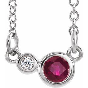 Sterling Silver Chatham¬Æ Created Ruby & .02 CTW Diamond 16