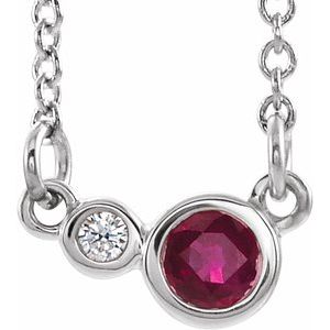 Platinum Ruby & .06 CTW Diamond 16" Necklace