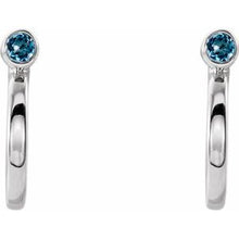 Load image into Gallery viewer, Sterling Silver 2.5 mm Round Aquamarine Bezel-Set Hoop Earrings
