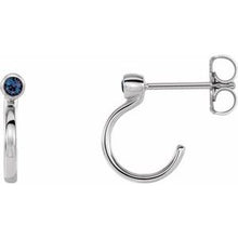 Load image into Gallery viewer, Sterling Silver 2.5 mm Round Chatham¬Æ Lab-Created Alexandrite Bezel-Set Hoop Earrings
