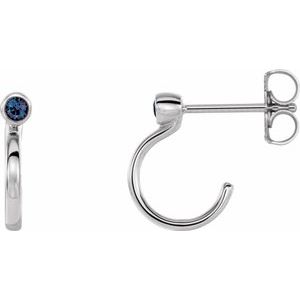 Sterling Silver 2.5 mm Round Chatham¬Æ Lab-Created Alexandrite Bezel-Set Hoop Earrings