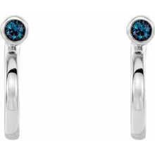 Load image into Gallery viewer, Sterling Silver 2.5 mm Round Chatham¬Æ Lab-Created Alexandrite Bezel-Set Hoop Earrings
