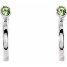 Load image into Gallery viewer, Sterling Silver 3 mm Round Peridot Bezel-Set Hoop Earrings
