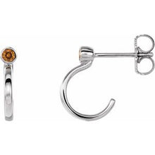 Load image into Gallery viewer, Sterling Silver 3 mm Round Citrine Bezel-Set Hoop Earrings
