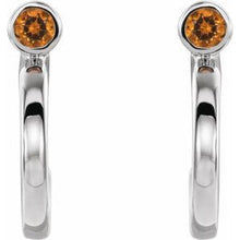 Load image into Gallery viewer, Sterling Silver 2.5 mm Round Citrine Bezel-Set Hoop Earrings
