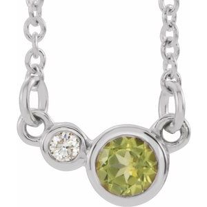 Sterling Silver Peridot & .02 CTW Diamond 16" Necklace