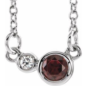Sterling Silver Mozambique Garnet & .02 CTW Diamond 18" Necklace