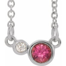 Charger l&#39;image dans la galerie, Sterling Silver Pink Tourmaline &amp; .02 CTW Diamond 18&quot; Necklace
