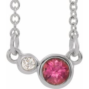 Sterling Silver Pink Tourmaline & .02 CTW Diamond 18