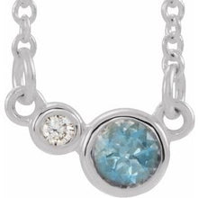 Charger l&#39;image dans la galerie, Sterling Silver Aquamarine &amp; .02 CTW Diamond 18&quot; Necklace

