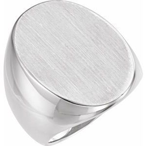 Chevalière ovale 14K blanche 27x19 mm