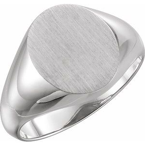 Sterling Silver 14x12 mm Oval Signet Ring