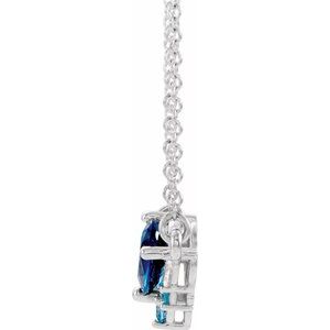 Sterling Silver Imitation Multi-Gemstone & .06 CTW Diamond 18" Necklace