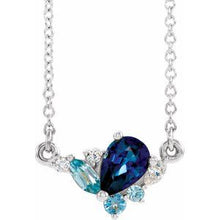 Charger l&#39;image dans la galerie, Sterling Silver Imitation Multi-Gemstone &amp; .06 CTW Diamond 18&quot; Necklace
