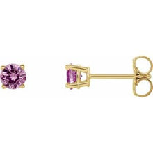 Charger l&#39;image dans la galerie, 14K Yellow 2.5 mm Round Pink Sapphire Earrings
