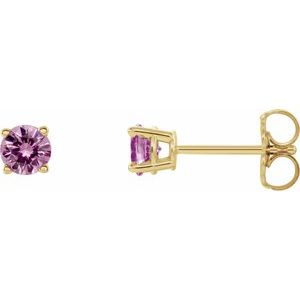 14K Yellow 2.5 mm Round Pink Sapphire Earrings