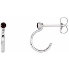 Load image into Gallery viewer, Sterling Silver 3 mm Round Mozambique Garnet Bezel-Set Hoop Earrings
