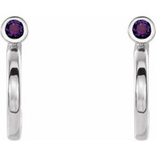 Load image into Gallery viewer, Sterling Silver 3 mm Round Amethyst Bezel-Set Hoop Earrings
