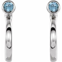 Load image into Gallery viewer, Sterling Silver 3 mm Round Blue Zircon Bezel-Set Hoop Earrings
