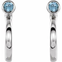 Load image into Gallery viewer, Sterling Silver 2.5 mm Round Blue Zircon Bezel-Set Hoop Earrings
