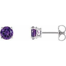 Load image into Gallery viewer, 14K White 5 mm Round Amethyst Earrings
