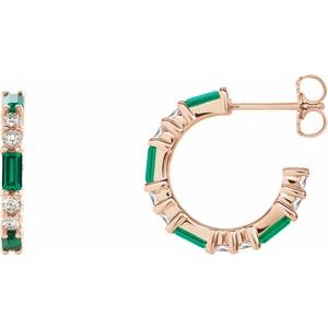 14K Rose Emerald & 1/2 CTW Diamond Earrings