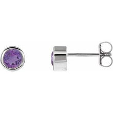 Load image into Gallery viewer, Sterling Silver 4 mm Round Imitation Amethyst Birthstone Earrings
