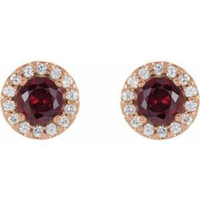 Load image into Gallery viewer, 14K Rose Ruby &amp; 1/4 CTW Diamond Earrings
