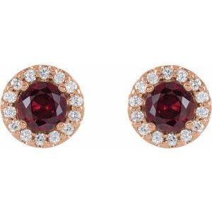 14K Rose Ruby & 1/4 CTW Diamond Earrings