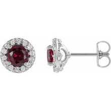 Load image into Gallery viewer, Sterling Silver Ruby &amp; 1/4 CTW Diamond Earrings
