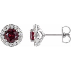 Sterling Silver Ruby & 1/4 CTW Diamond Earrings