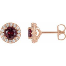 Load image into Gallery viewer, 14K Rose Ruby &amp; 1/4 CTW Diamond Earrings
