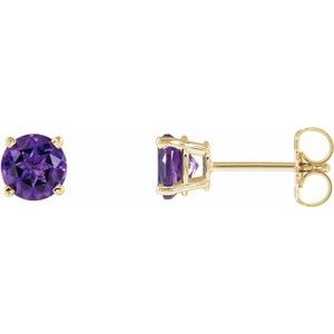 14K Yellow 5 mm Round Amethyst Earrings