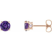 Load image into Gallery viewer, 14K Rose 5 mm Round Amethyst Earrings
