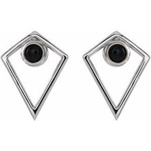 Load image into Gallery viewer, Sterling Silver Onyx Cabochon Pyramid Earrings
