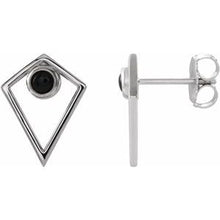 Load image into Gallery viewer, Sterling Silver Onyx Cabochon Pyramid Earrings
