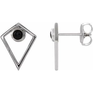 Sterling Silver Onyx Cabochon Pyramid Earrings