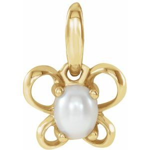 14K Yellow 4x3 mm Oval June Youth Butterfly Birthstone Pendant