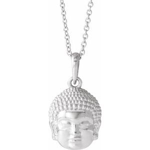 Sterling Silver 14.7x10.5 mm Meditation Buddha 16-18