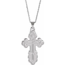Load image into Gallery viewer, Sterling Silver 40x26 mm Orthodox Cross 24&quot; Necklace
