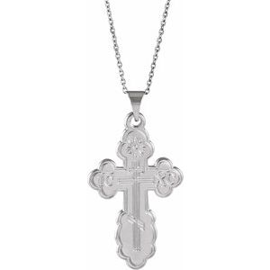 Sterling Silver 26x17 mm Orthodox Cross 18" Necklace