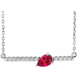 Platinum Ruby & 1/10 CTW Diamond 18" Necklace