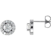 Load image into Gallery viewer, 14K White 7/8 CTW Diamond Halo-Style Earrings
