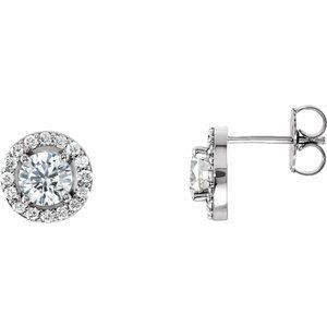 Platinum 1 1/4 CTW Diamond Halo-Style Earrings