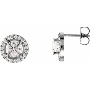 Boucles d'oreilles style halo diamant platine 2 1/5 CTW