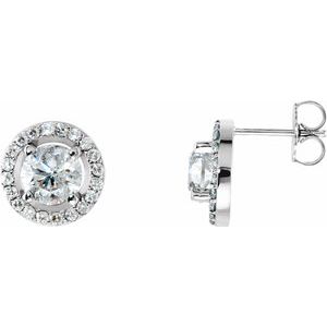 Boucles d'oreilles de style halo de diamants blancs 2 1/2 CTW 14K