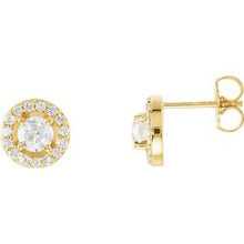Load image into Gallery viewer, 14K Yellow 7/8 CTW Diamond Halo-Style Earrings
